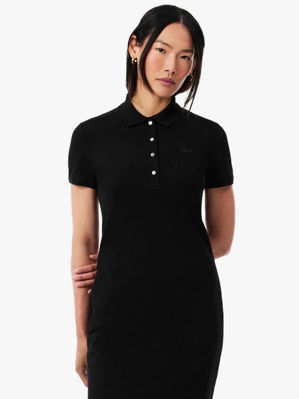Lacoste Slim Fit Stretch Mini Piqué Polo Dress 38 Black